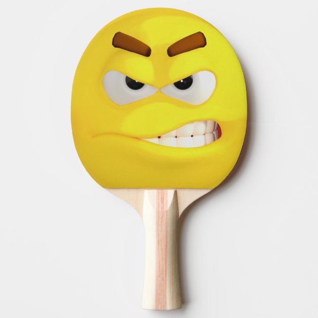 Pala De Ping Pong Emoji amarilla furiosa Ping-Pong Paddle (Anverso)