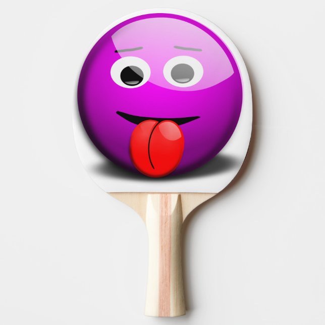 Pala De Ping Pong Emoji púrpura - Cara divertida (Anverso)