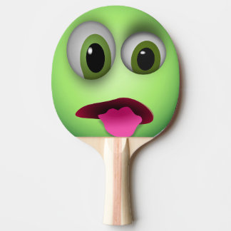 Pala de Ping Pong Emoji Verde con la Lengua afuera