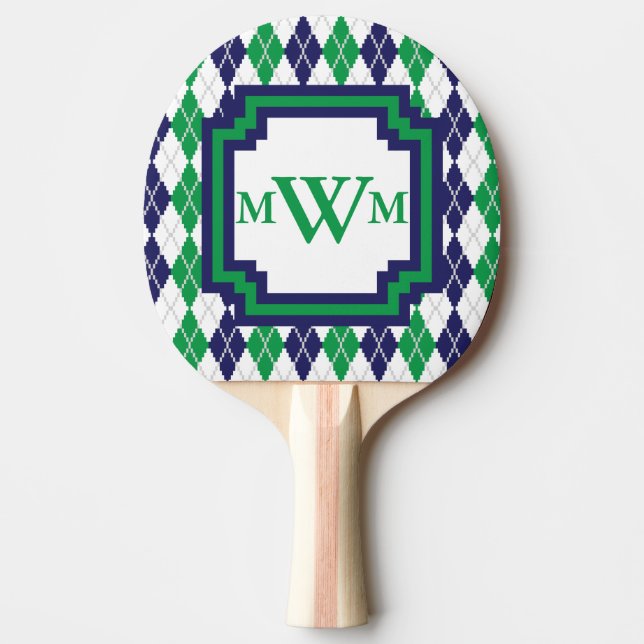 Pala De Ping Pong En el Green Argyle Ping Pong Paddle (Anverso)