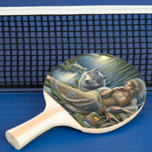 Pala De Ping Pong Encantamiento de la luna en el bosque místico