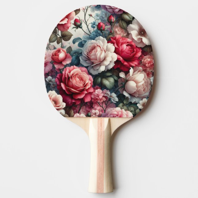 Pala De Ping Pong Encanto Floral Rosa Atemporal (Anverso)