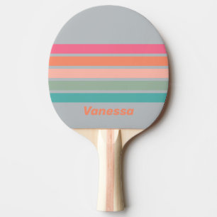 Pala De Ping Pong Encanto Lila Vintage a través de Rayas con Nombre