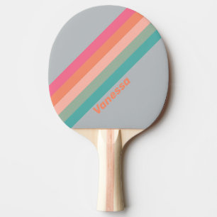 Pala De Ping Pong Encanto Lila Vintage Rayado con Nombre