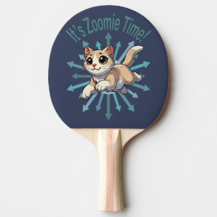 Pala De Ping Pong Es Hora Zoomie Gato Bicolor Marrón