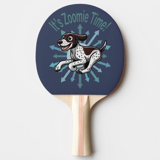 Pala De Ping Pong Es Zoomie Time German Shorthtransmitió Pointer (Anverso)