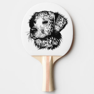 Pala De Ping Pong Esbozo de cabeza canina