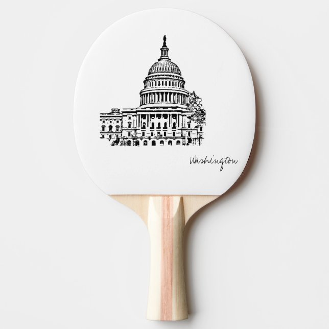 Pala De Ping Pong Esbozo del Capitolio de Washington DC (Anverso)