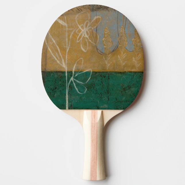 Pala De Ping Pong Esbozo floral con flores silvestres y plantas (Anverso)