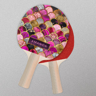 Pala De Ping Pong Escala de sirena de oro rosa caliente y suave
