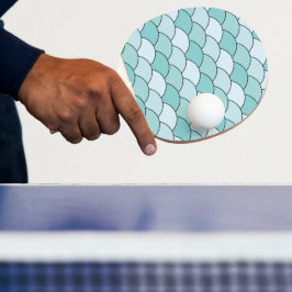 Pala De Ping Pong Escamas de dragón, abanicos, olas, Seigaiha, Azul