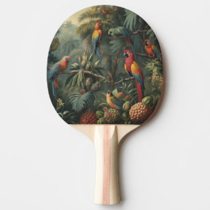 Pala De Ping Pong Escena botánica de loros y piñas