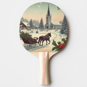 Pala De Ping Pong Escena clásica/vintage de Navidad