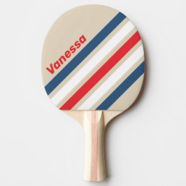 Pala De Ping Pong Escuadrón Vintage con Franjas en Ángulo y Nombre
