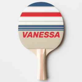 Pala De Ping Pong Escuadrón Vintage Franjas Horizontales con Nombre