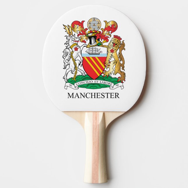 Pala De Ping Pong Escudo de armas de Manchester (Anverso)