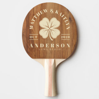 Pala De Ping Pong Escudo de boda de trébol afortunado irlandés de ma