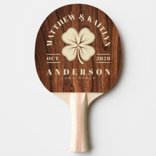 Pala De Ping Pong Escudo de Boda de Trébol Irlandés de Madera de Cer