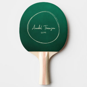 Pala De Ping Pong Esmeralda Verde Nombre en Círculo Dibujado