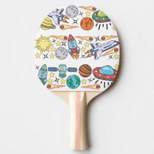 Pala De Ping Pong Espacio exterior: Doodles de época dibujados a man