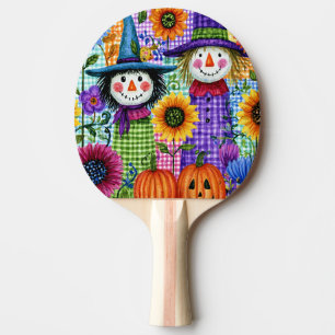 Pala De Ping Pong Espantapájaros y calabazas, Halloween,