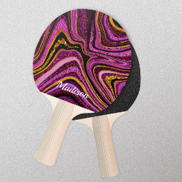 Pala De Ping Pong Esparkle Purpurina arte de mármol giratorio rosa