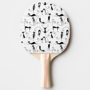 Pala De Ping Pong Espinoso patrón de gato negro