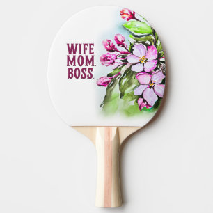 Pala De Ping Pong Esposa Mamá Jefe, Flores Rosa