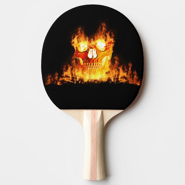 Pala De Ping Pong Esqueleto Góthico de Fuego Cráneo Flamígero (Anverso)