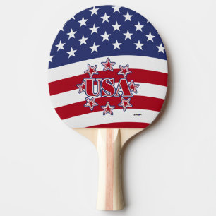 Pala De Ping Pong Estados Unidos con estrellas y bandera estadounide