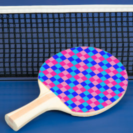 Pala De Ping Pong Estampado de cuadros rosas y azules