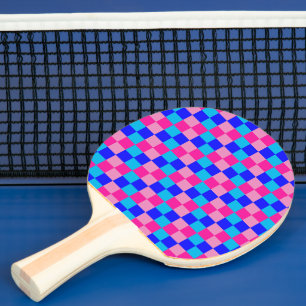 Pala De Ping Pong Estampado de cuadros rosas y azules