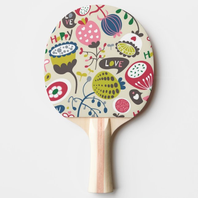 Pala De Ping Pong Estampado de flores 10 (Anverso)