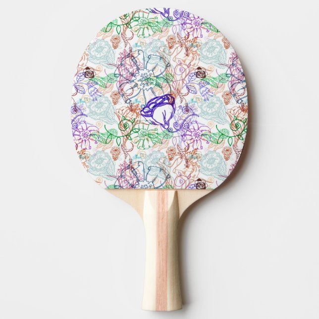 Pala De Ping Pong Estampado de flores 8 (Anverso)