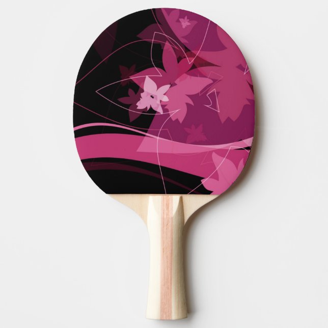 Pala De Ping Pong Estampado de flores magenta (Anverso)