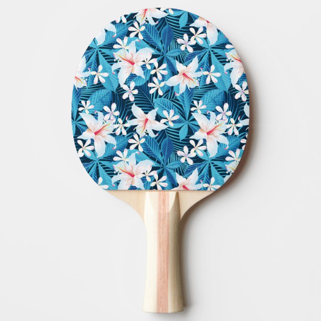 Pala De Ping Pong Estampado de flores tropical del hibisco (Anverso)