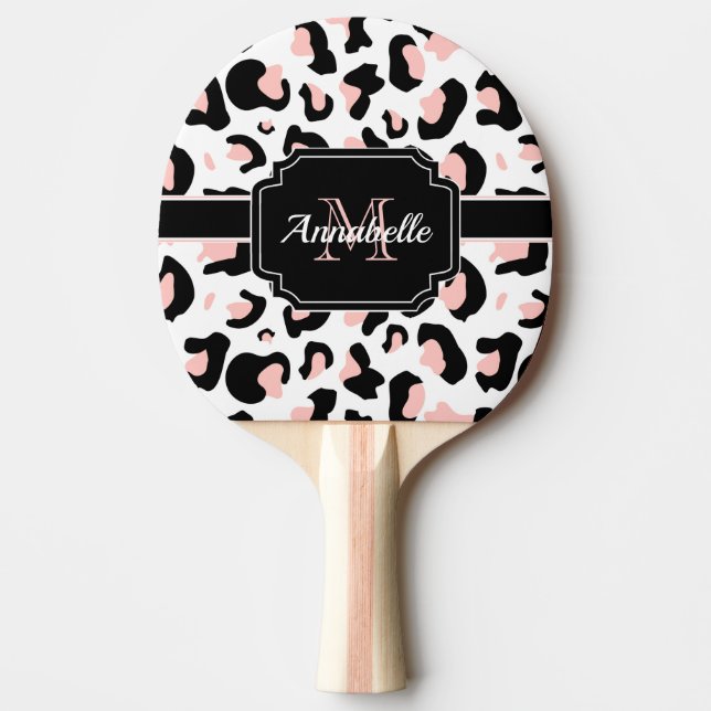Pala De Ping Pong Estampado leopardo rosado (Anverso)
