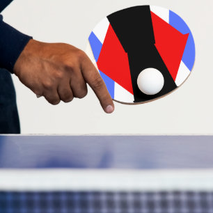 Pala De Ping Pong Estética moderna azul rojo negro y blanco abstract