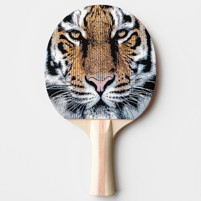 Pala De Ping Pong Estilo gráfico de retrato de tigres (Anverso)