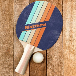 Pala De Ping Pong Estilo Retro Vintage Angustiado Oscuro con Nombre