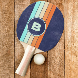 Pala De Ping Pong Estilo Vintage Angustiado Raya Retro con Inicial