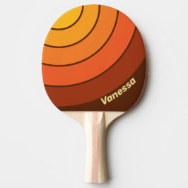 Pala De Ping Pong Estilo Vintage Círculo de Rayas con Nombre