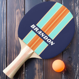 Pala De Ping Pong Estilo Vintage Raya Retro de Rally con Nombre