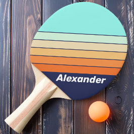 Pala De Ping Pong Estilo Vintage Retro Deportivo Rayado con Nombre