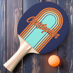 Pala De Ping Pong Estilos de arco de vintage con tiras con nombre