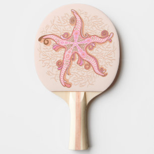 Pala De Ping Pong Estrella de mar y coral rosa patrón pastel