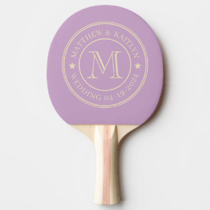 Pala De Ping Pong Estrella de Monograma de Boda de Lila de Verano de