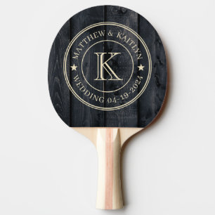 Pala De Ping Pong Estrella de Monograma de Boda de Madera Quemada Os