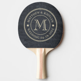 Pala De Ping Pong Estrella de Monograma de Boda de Piedra de Granito