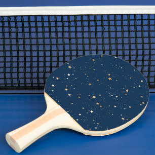 Pala De Ping Pong Estrella dorada en el patrón de la noche azul